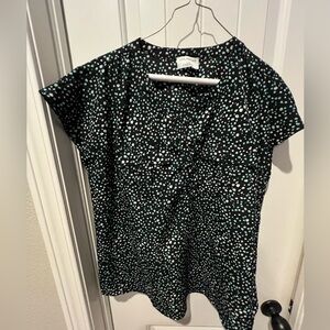 Margaux Black and turquoise blue, white polka dot Blouse